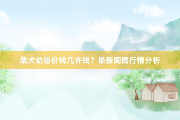 柴犬幼崽价钱几许钱？最新阛阓行情分析
